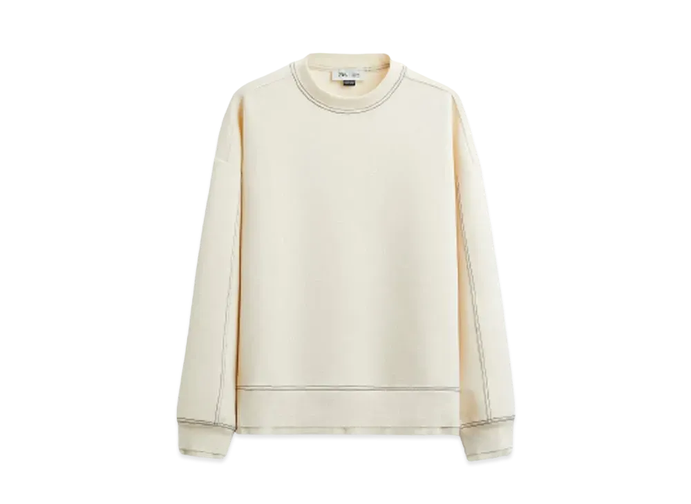 ZARA x MAISON SPECIAL Sweatshirt Topstitching "Off White"