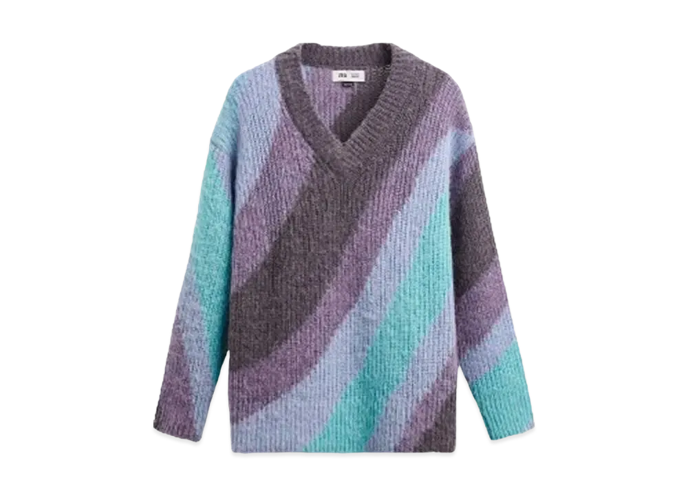 ZARA x MAISON SPECIAL Diagonal Striped Sweater "Lilla"