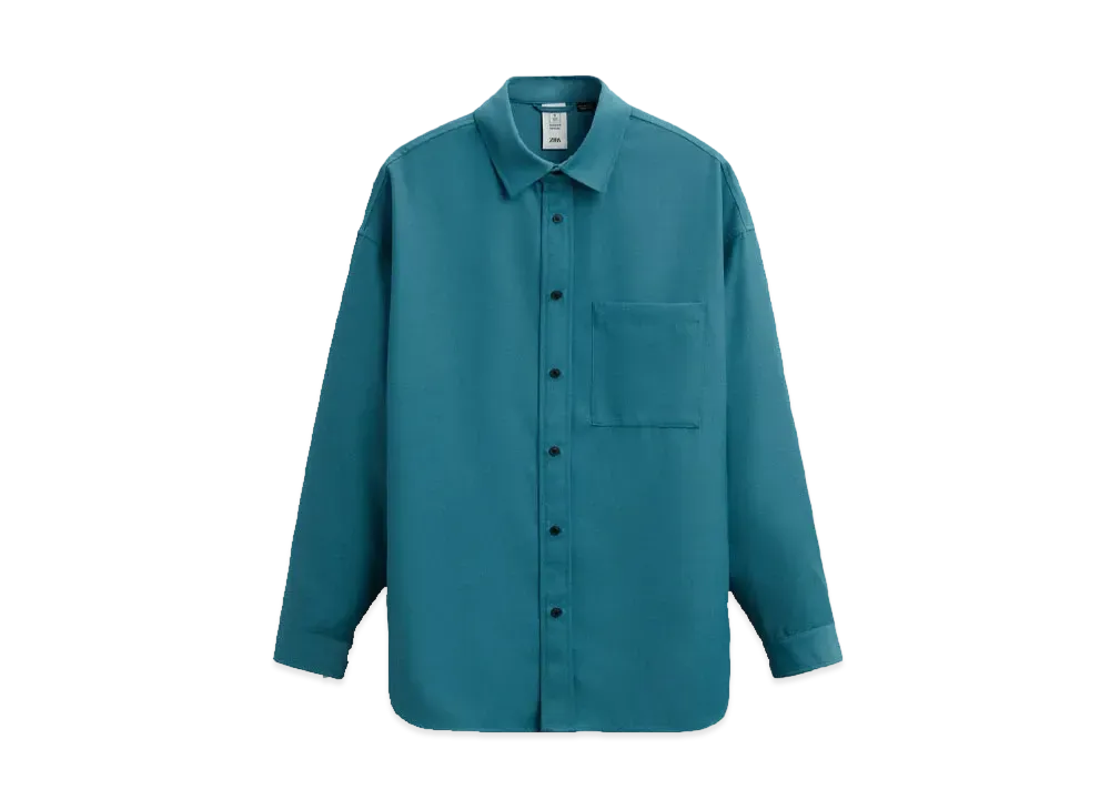 ZARA x MAISON SPECIAL Relaxed Fit Shirt Jacket "Turquoise Blue"