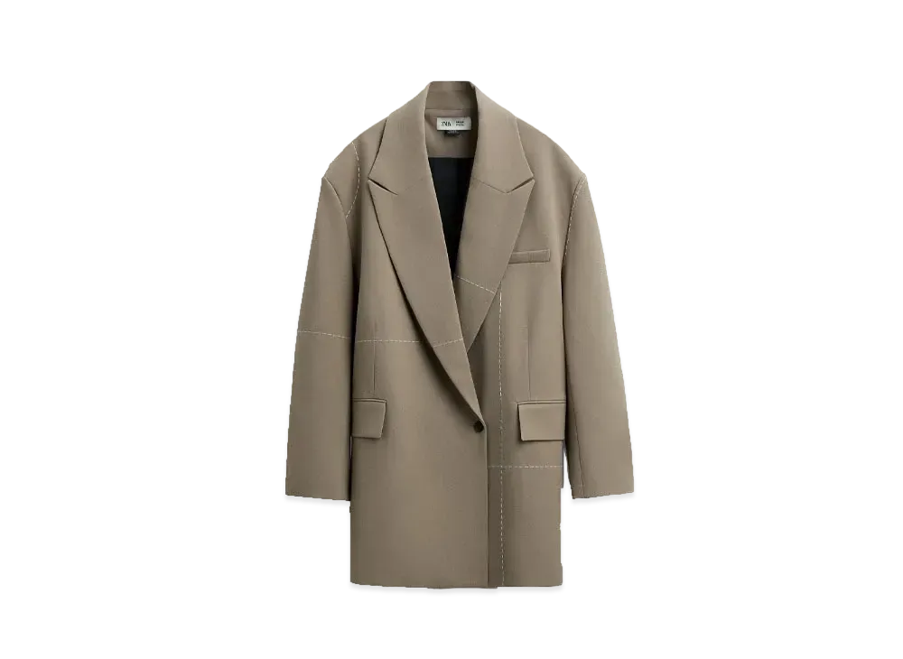ZARA x MAISON SPECIAL Oversized Blazer Topstitching "Blown/Mall"