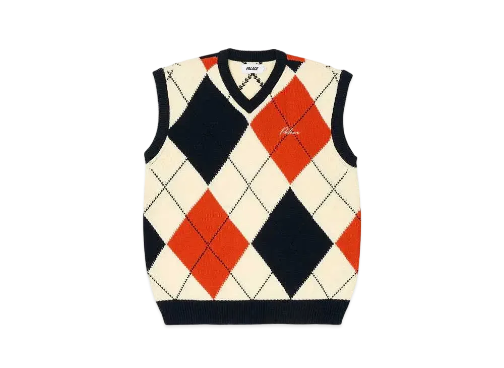 PALACE Argyle Knit Vest "Navy/Orange"
