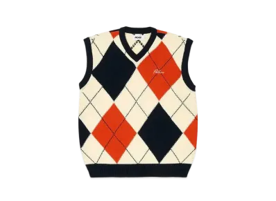 PALACE Argyle Knit Vest "Navy/Orange"