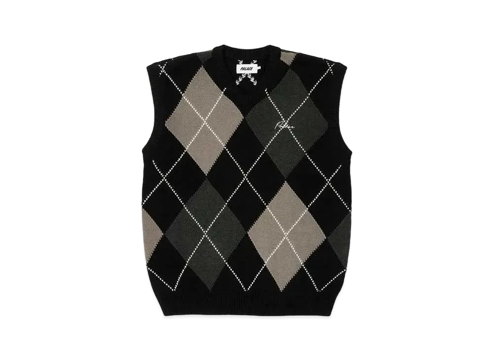 PALACE Argyle Knit Vest "Black/Grey"
