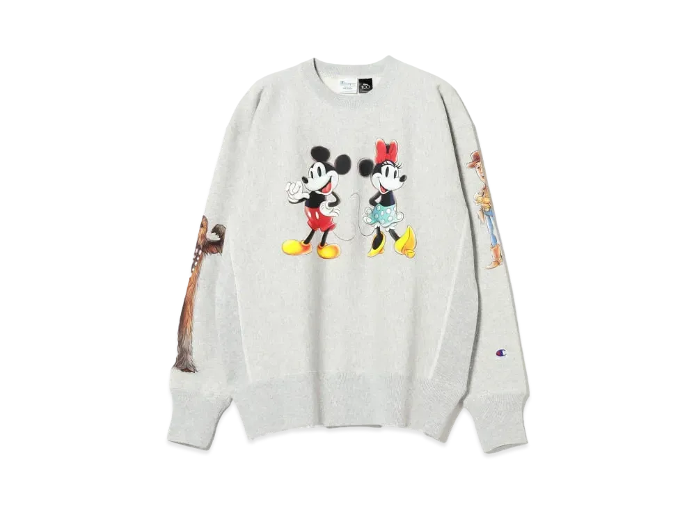 BEAMS x Champion Disney 100 Collection Crewneck Sweat "Silver Gray"