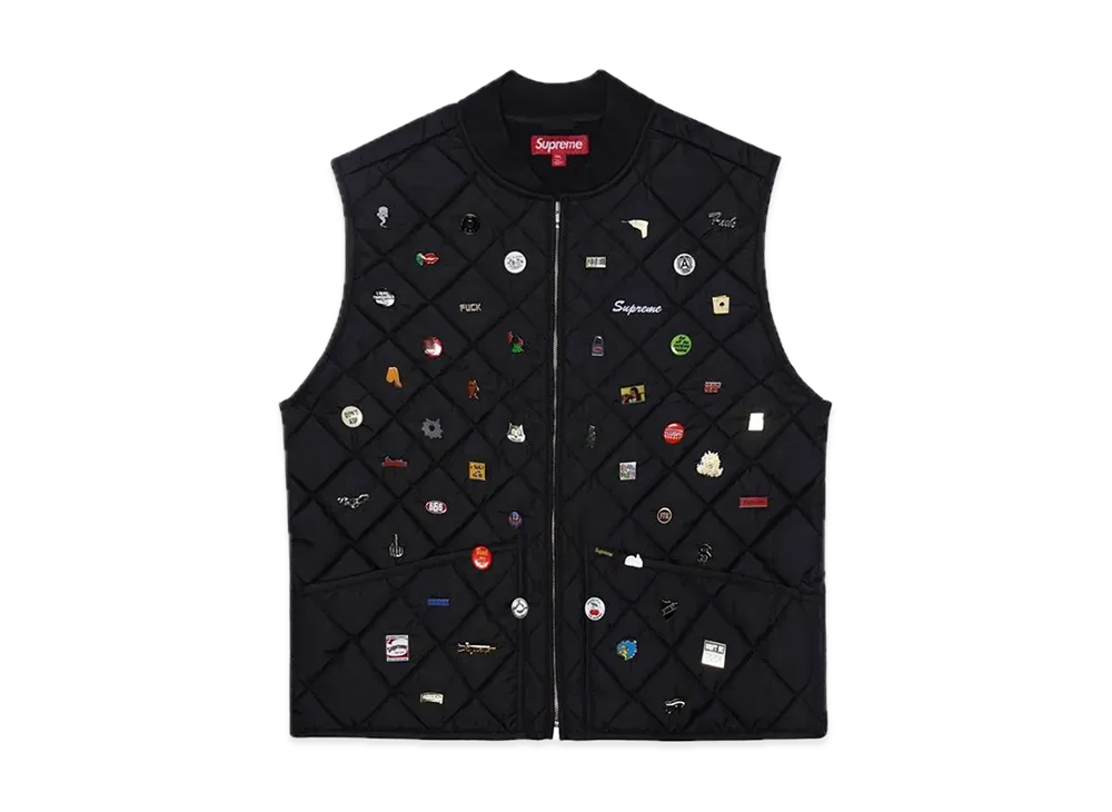 Supreme Pins Quilted Work Vest "Black"