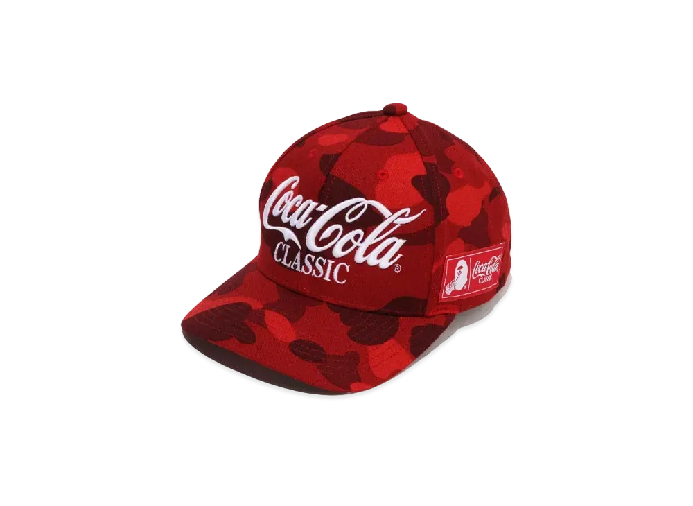 A BATHING APE x COCA COLA Color Camo Snap Back Cap "Red"