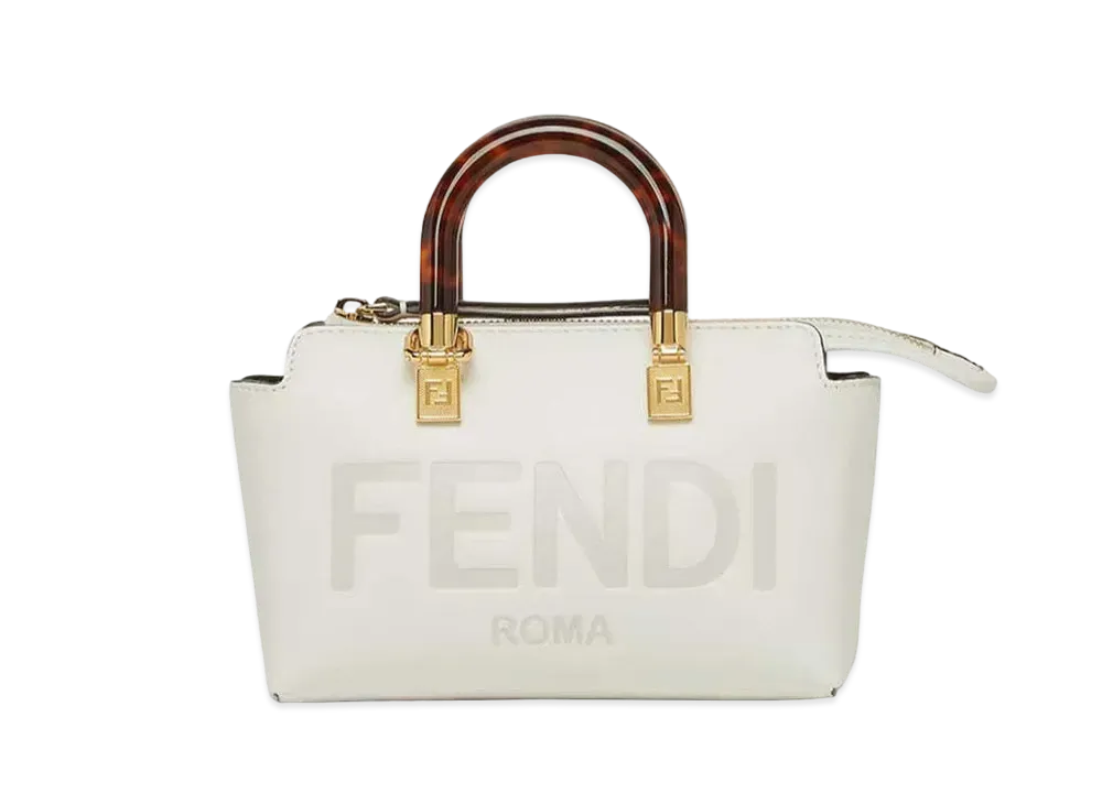 FENDI By The Way Mini Small Leather Boston Bag "White"