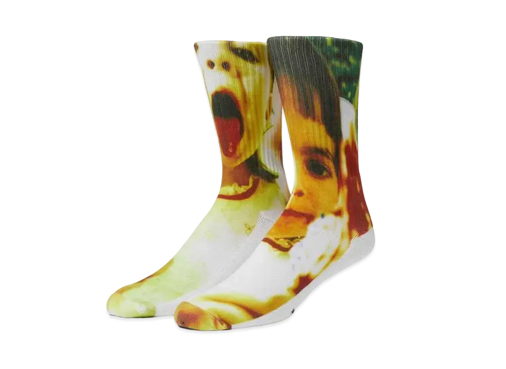 HUF x Smashing Pumpkins Rocket Crew Socks "White"