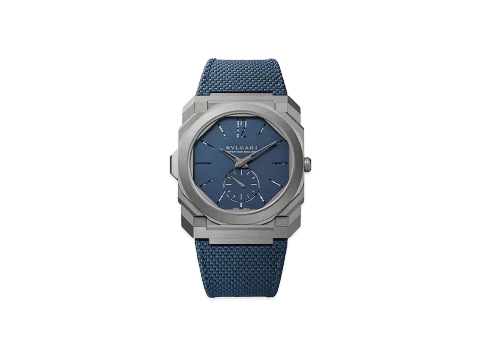 BVLGARI Octo Finissimo Watch "Titanium/Blue"