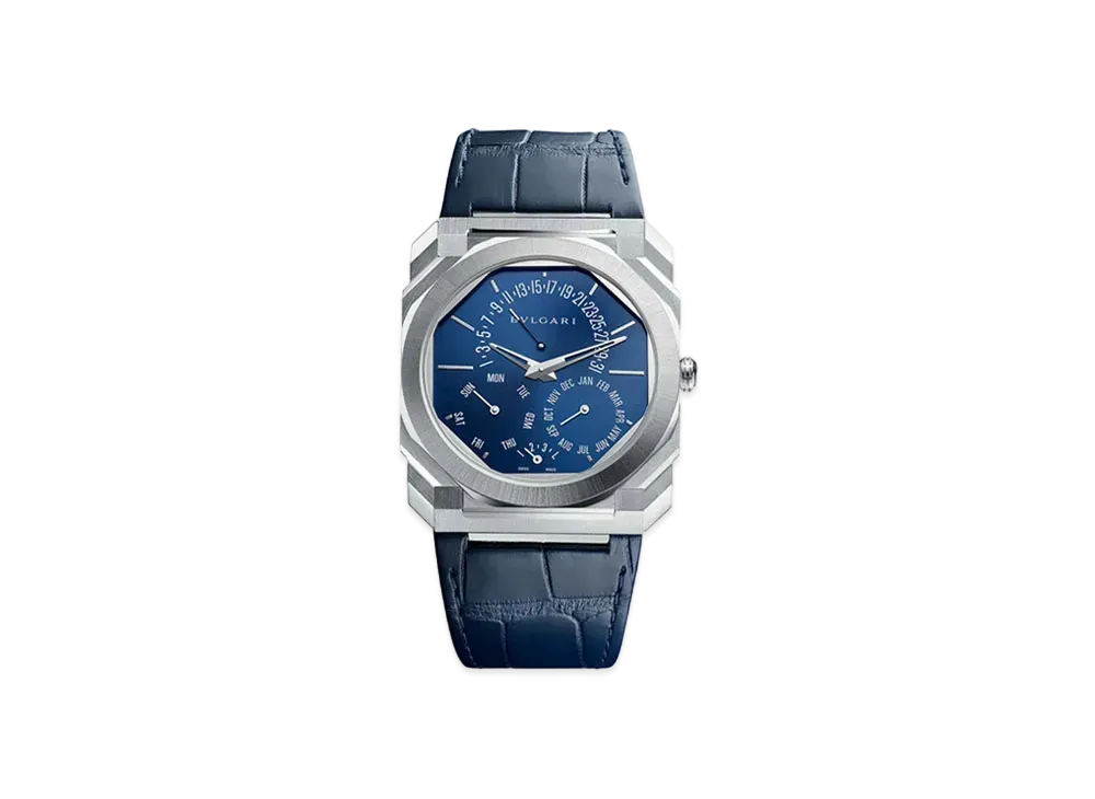 BVLGARI Octo Finissimo Watch "Platinum/Blue"