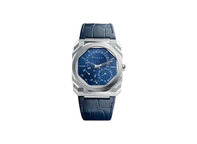 BVLGARI Octo Finissimo Watch "Platinum/Blue"