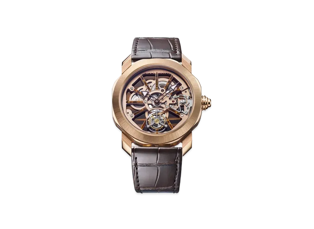BVLGARI Octo Roma Watch "Pink Gold/Brown"