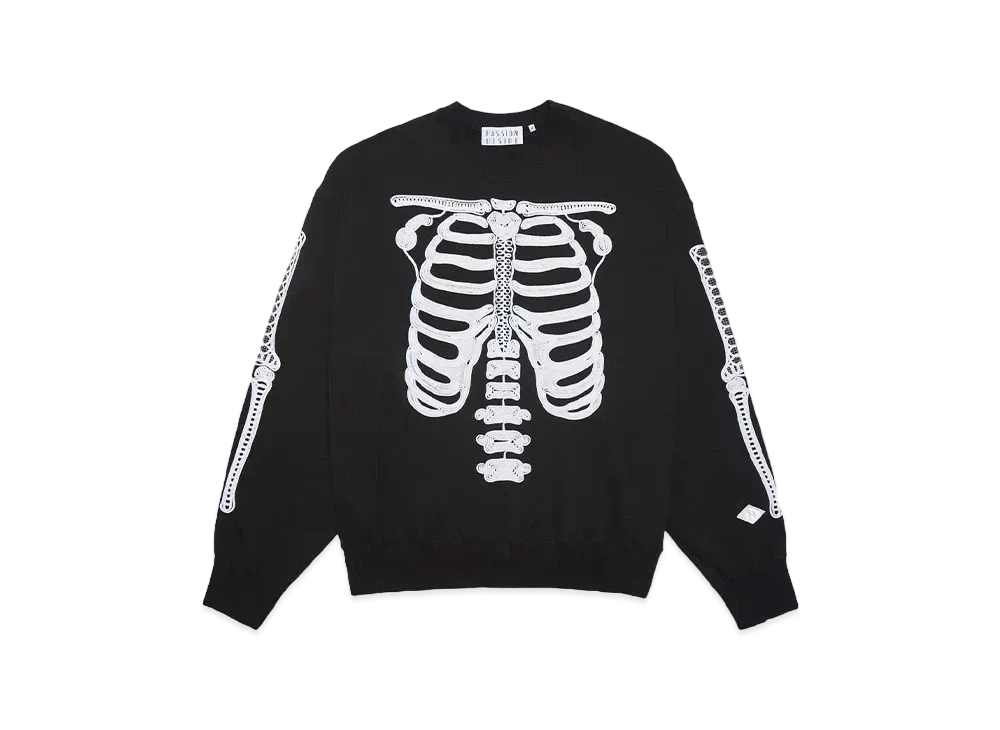 el conductorH CORD EMBROIDERED CREW NECK SWEATER 'BONES "BLACK"