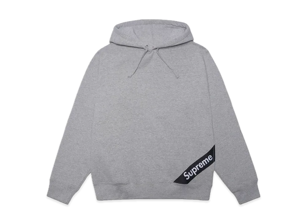 シュプリーム コーナー ラベル フーディッド スウェットシャツ "グレー"