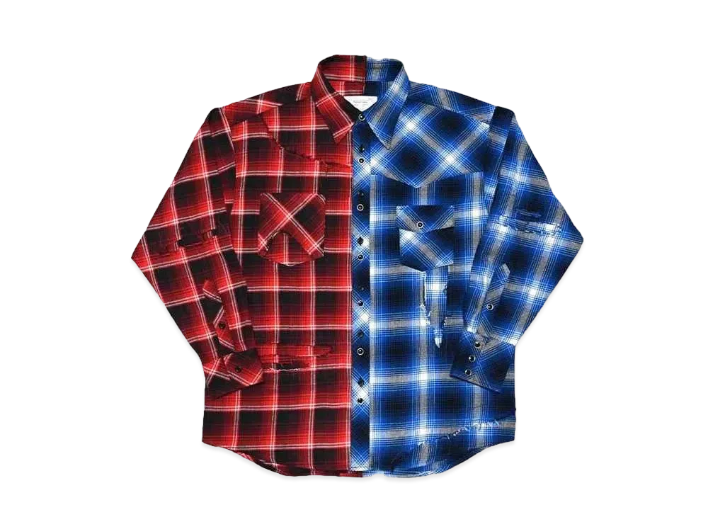Rafu Remake shirt "BLUE/RED"