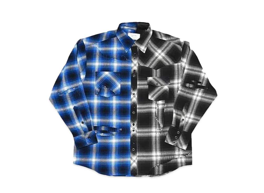 Rafu Remake shirt "BLACK/BLUE"