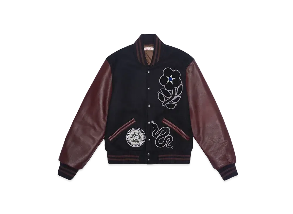 SYUMAN. Varsity jkt + SEIJI KAWAKAMI "Blk/Brown"