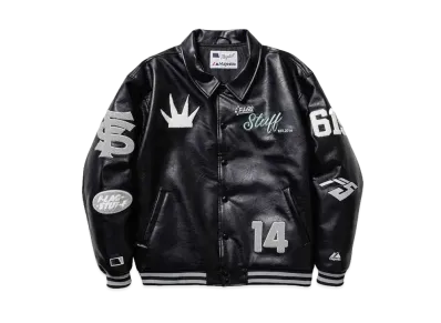 MAJESTIC x F-LAGSTUF-F VARSITY JACKET "BLACK"