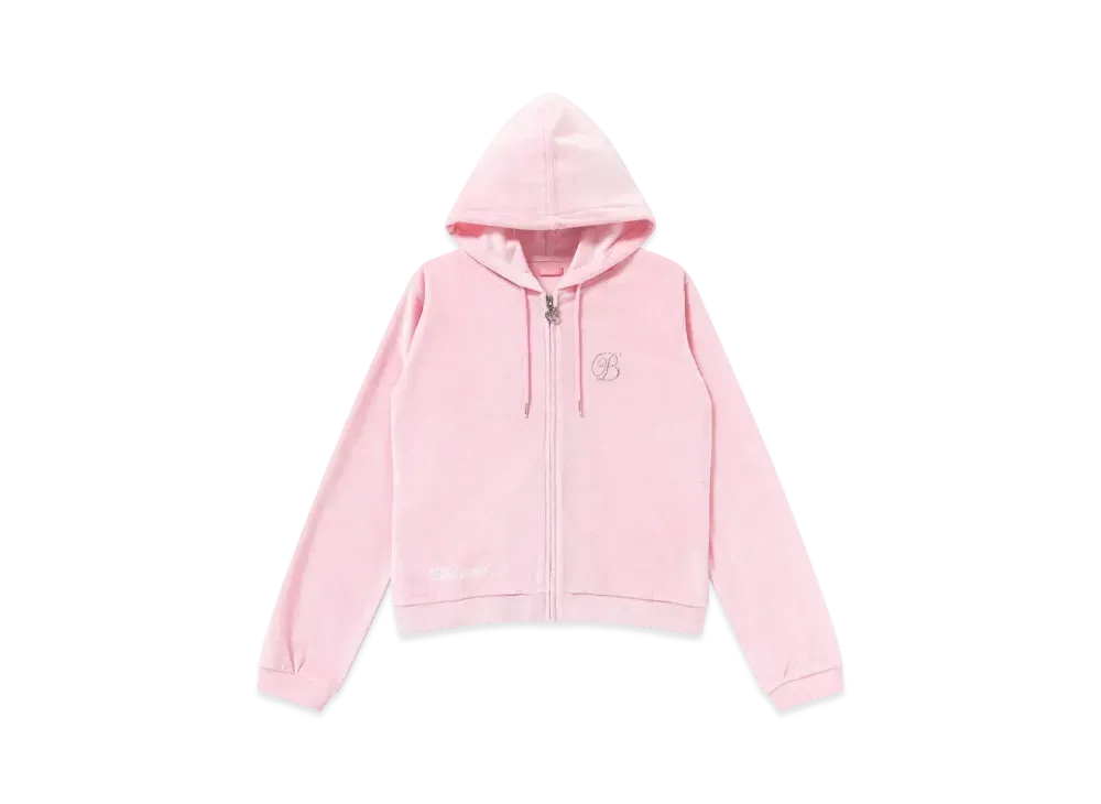 Blackeyepatch B Emblem Velour Zip Hoodie "Pink"