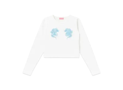 Blackeyepatch Dragons Cropped L/S Tee "White"