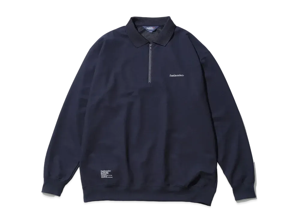 FreshServiceSport Dry Pique Jersey Neck Zip L/S Polo "Navy"