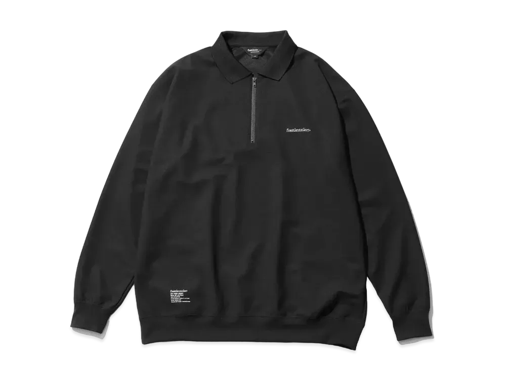 FreshServiceSport Dry Pique Jersey Neck Zip L/S Polo "Black"
