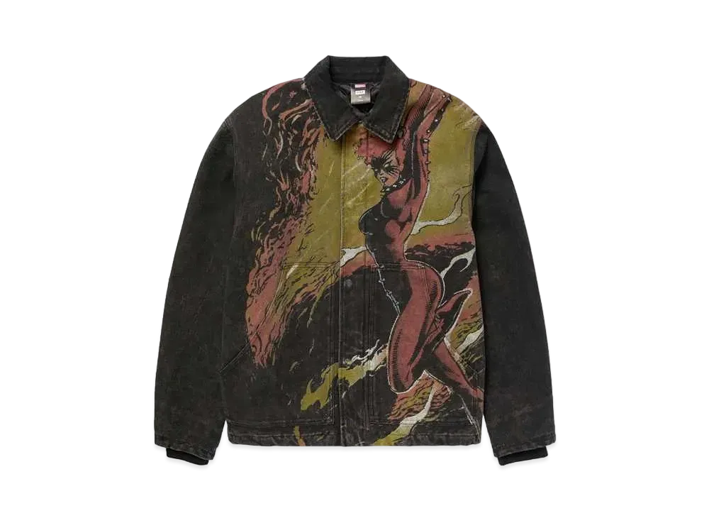 HUF x X-MEN Dark Phoenix Work Jacket "Washed Black"