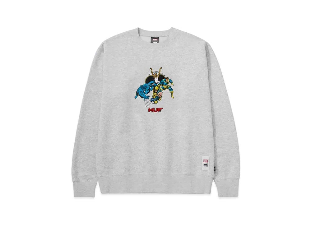 HUF x X-MEN Mutant Team-Up Crewneck "Heather Grey"