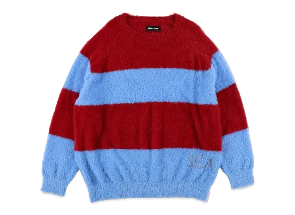 WIND AND SEA Mohair Border Knit "Wine Purple"