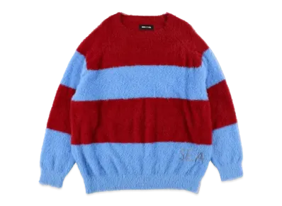 WIND AND SEA Mohair Border Knit "Wine Purple"