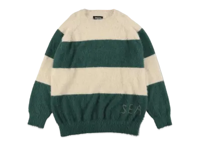 WIND AND SEA Mohair Border Knit "Beige Green"
