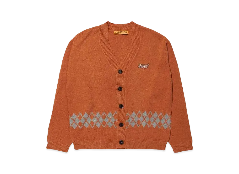 STUDIO SEVEN Argyle Cardigan "BROWN"