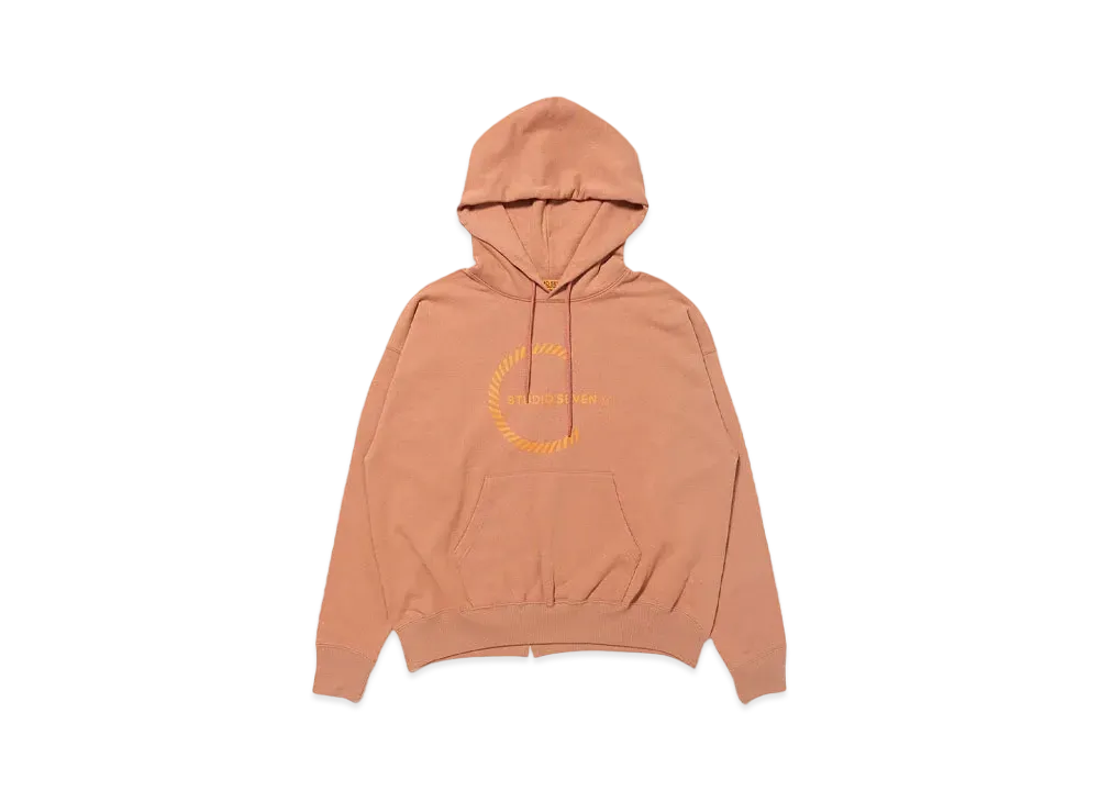 STUDIO SEVEN Circle Caution Logo Hoodie "BROWN"