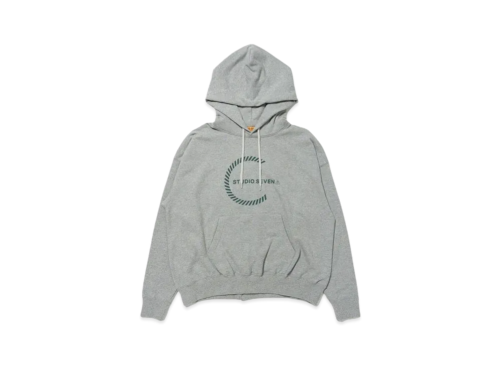 STUDIO SEVEN Circle Caution Logo Hoodie "HEATHER GREY"
