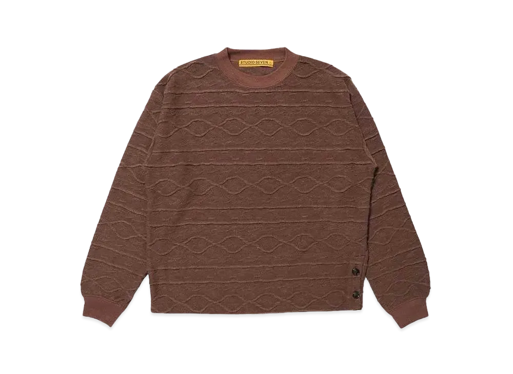STUDIO SEVEN Side Button LS Knit Tee "BROWN"