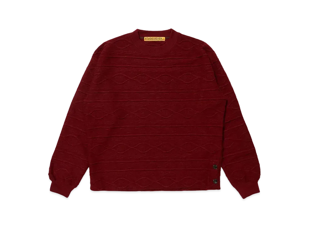 STUDIO SEVEN Side Button LS Knit Tee "WINE"