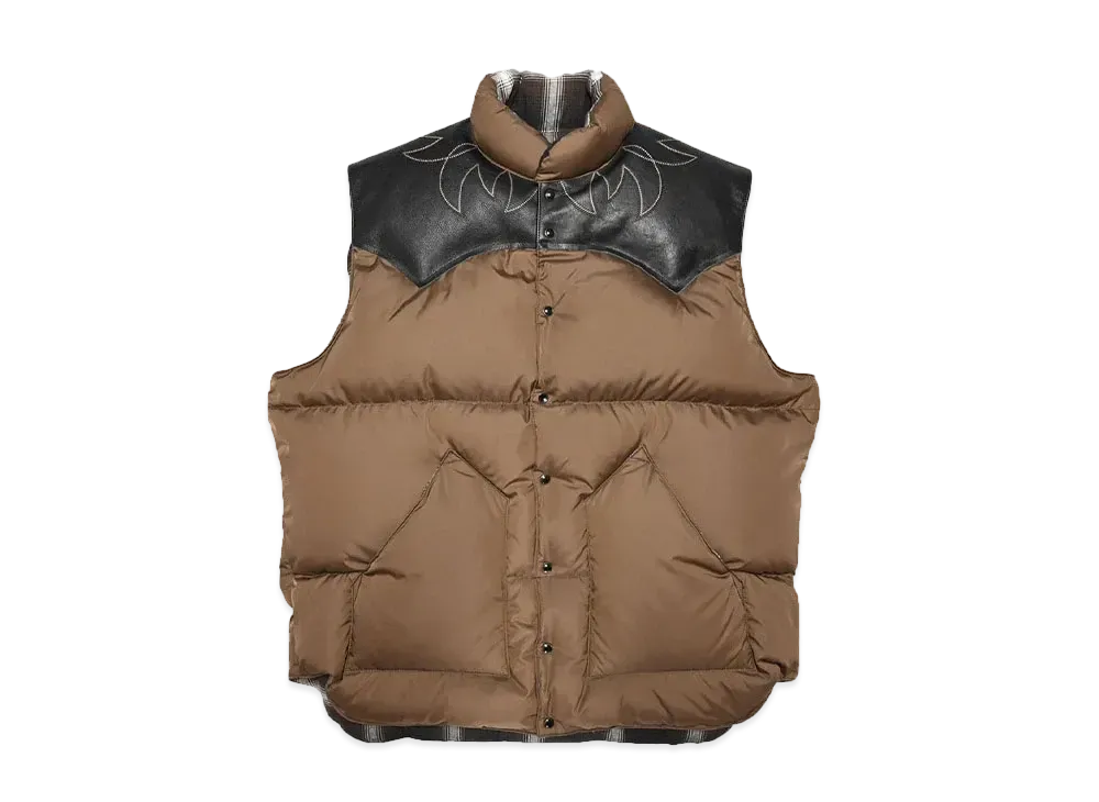Rocky  x Rafu mountain featherbed RMFC Down Vest W/EMB’D "DBROWN"