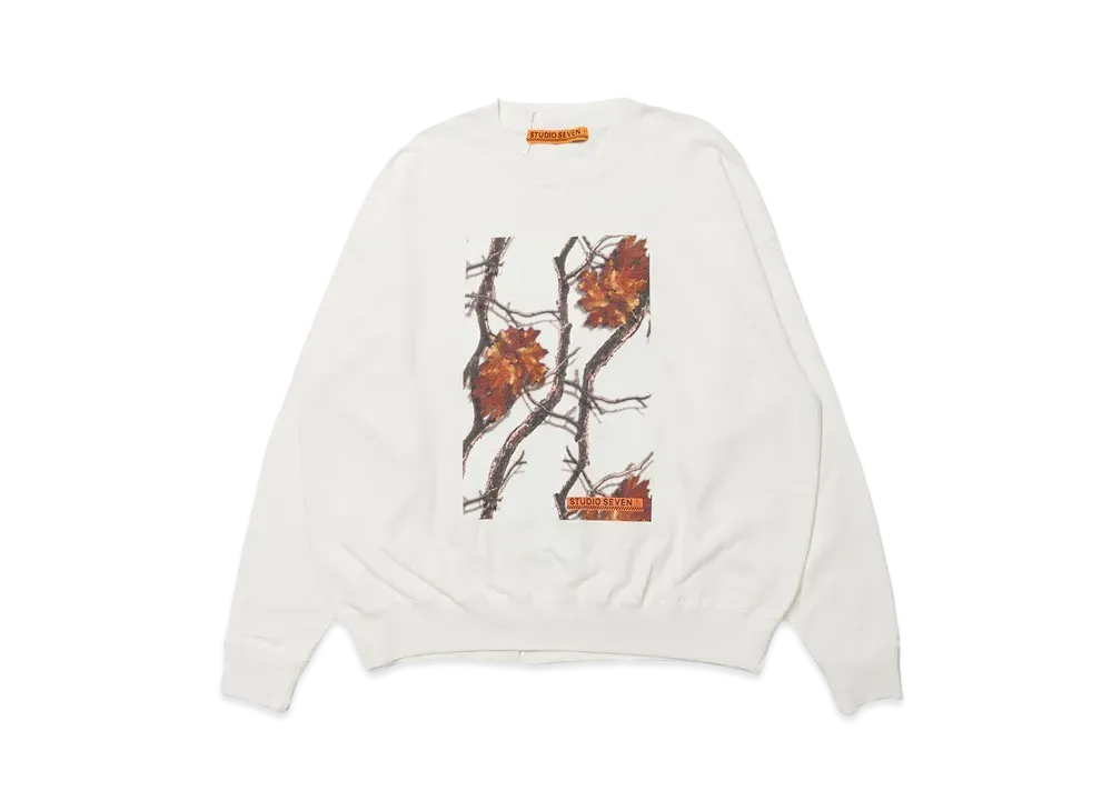 STUDIO SEVEN Real Tree Camo Printed Crew Sweat "WHITE"