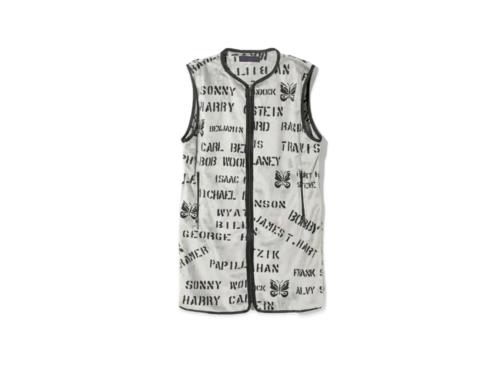 Needles Sportswear Exclusively for Nepenthes Woman W.U. Piping Long Vest - Micro Fur "Stencil"