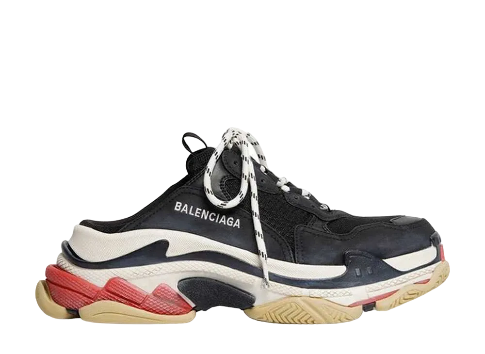 BALENCIAGA Triple S Mule "Black/White/Red"