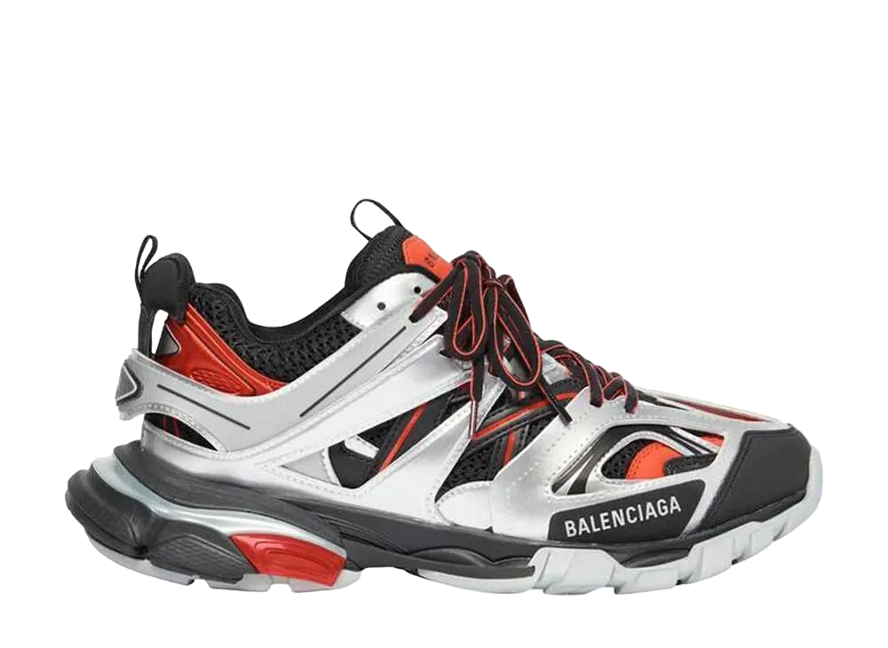 バレンシアガ トラック スニーカー メタリック "ブラック/レッド/シルバー"