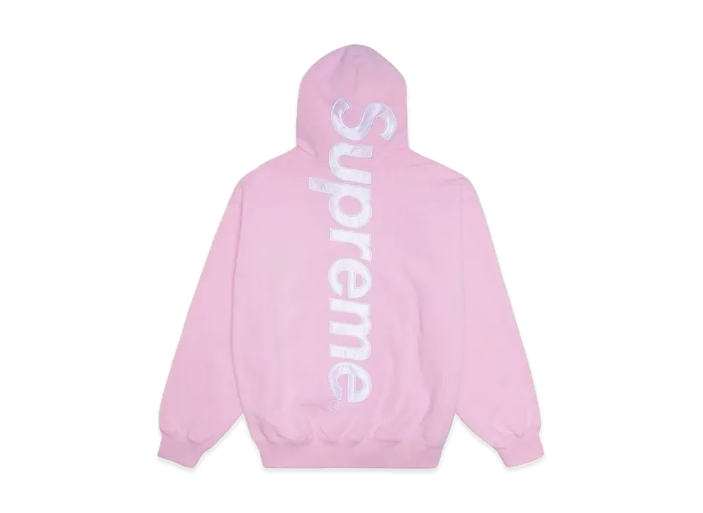 シュプリーム サテンアップリケフーディー　ライトピンク Supreme - Satin Applique Hooded Sweatshirt | 大きなロゴ入り