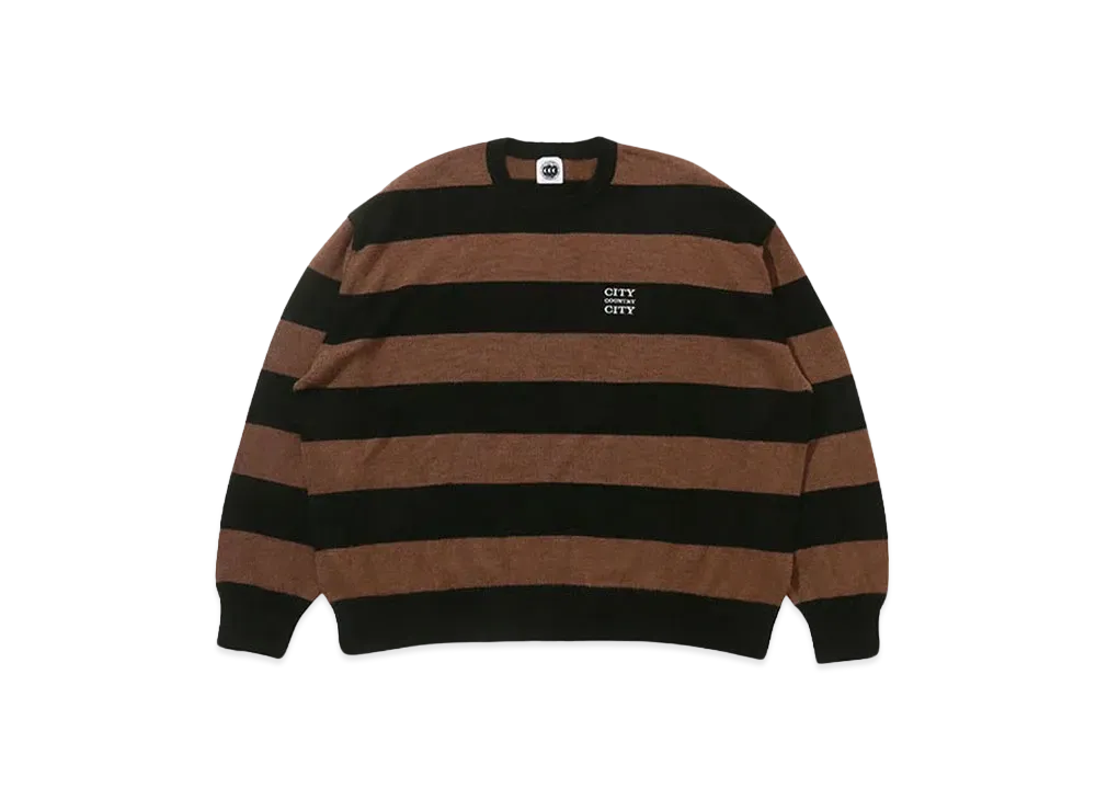 CITY COUNTRY CITY EMBROIDERED LOGO BORDER KNIT "BROWN x BLACK"