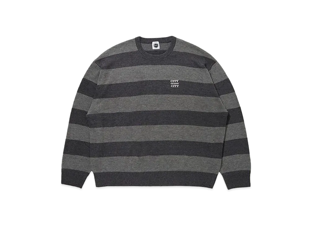 CITY COUNTRY CITY EMBROIDERED LOGO BORDER KNIT "C GRAY x GRAY"