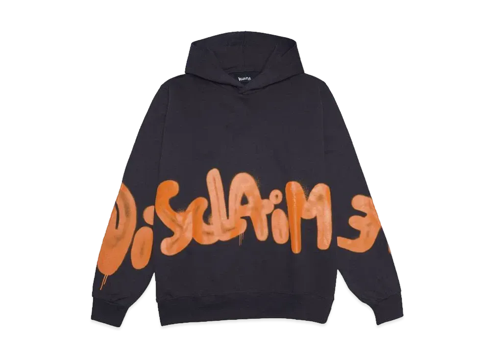 DISCLAIMER DIS MAGLIA UOMO CON CAPPUCCIO IN FEL "PIOMBO/ST.ARANCIONE"