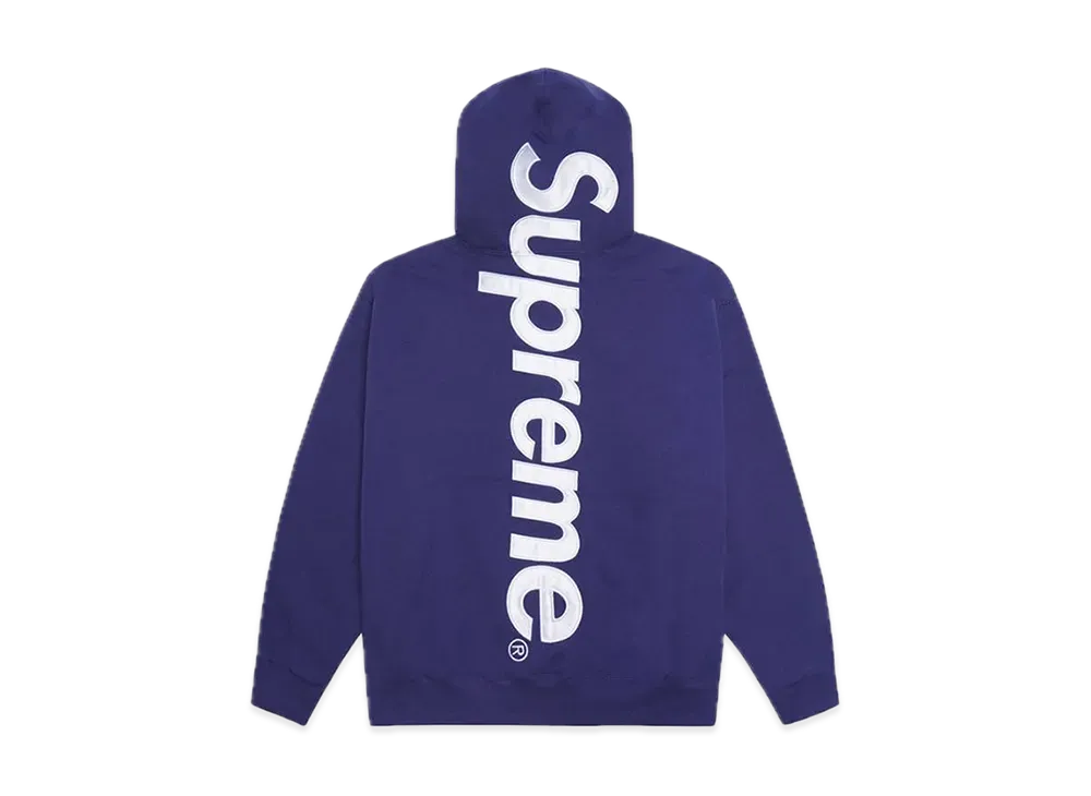 Supreme Satin Applique Hooded Sweatshirt "Washed Navy"