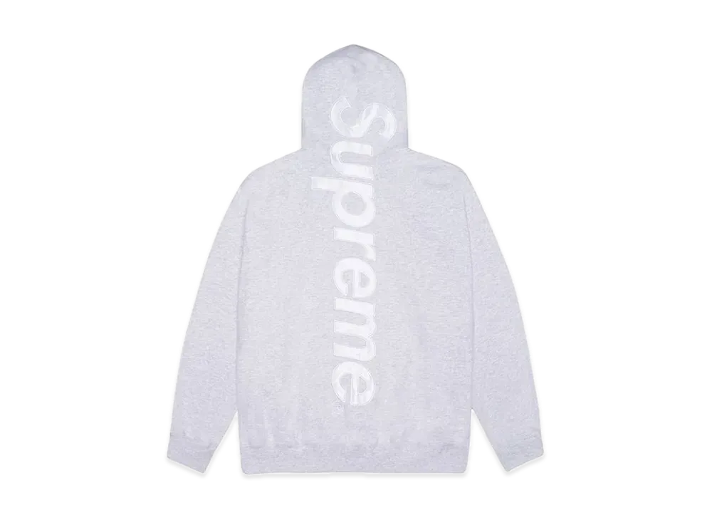 Supreme Satin Applique Hooded Sweatshirt "Ash Grey"