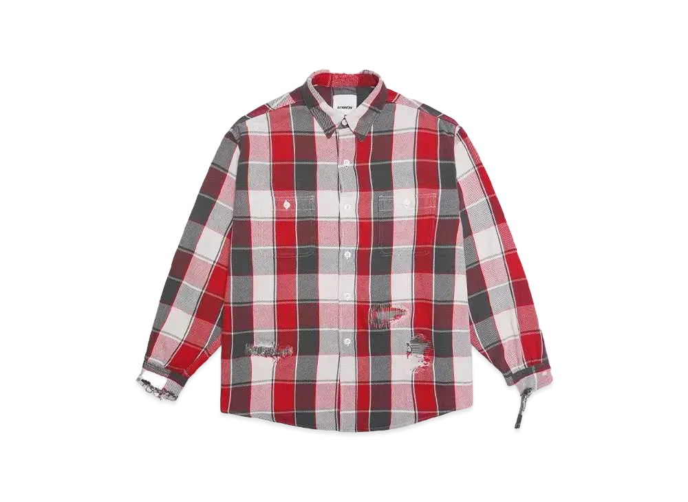 BOW WOW REPAIR AGEING FLANNEL SHIRTS "RED DAMAGE"