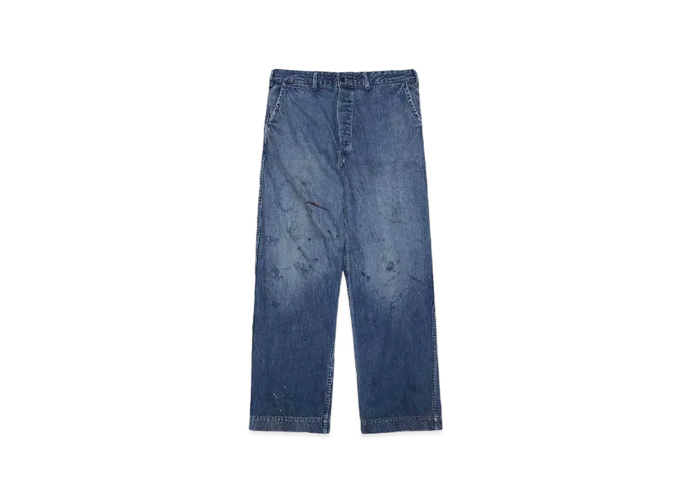 BOW WOW USN DENM TROUSERS 【UNISEX】 "INDIGO AGEING PAINTED"