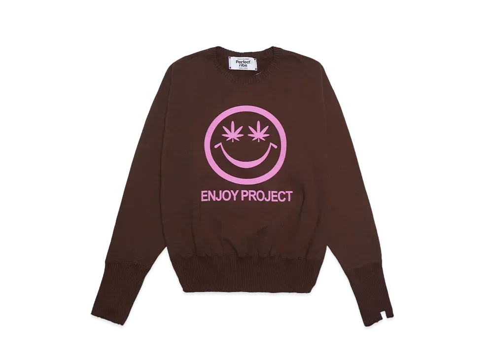 Perfect ribs Strange Sleeve Crew Neck Sweat Shirt "Brown"